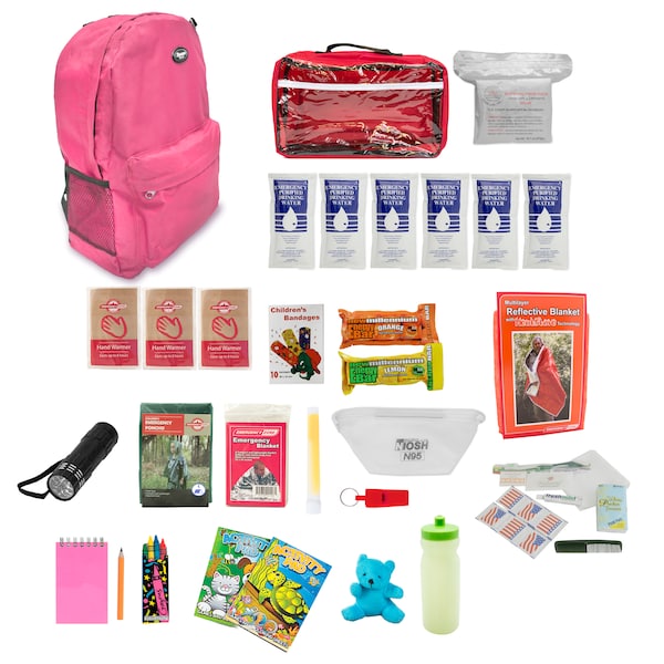 Keep-Me-Safe Children's Survival Kit, Pink Backpack