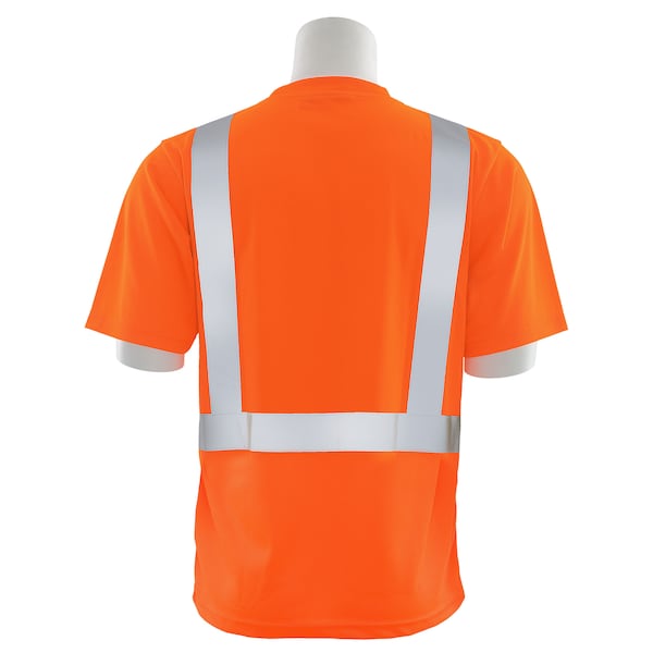 T-Shirt, Class 2, Hi-Viz, Orange, 5XL, Material: 100% Polyester Birdseye Mesh With Moisture Wicking