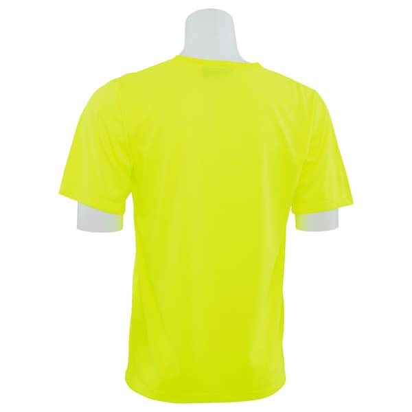 T-Shirt, Short Sleeve, Hi-Viz, Lime, L, Material: 100% Polyester Jersey With Moisture Wicking