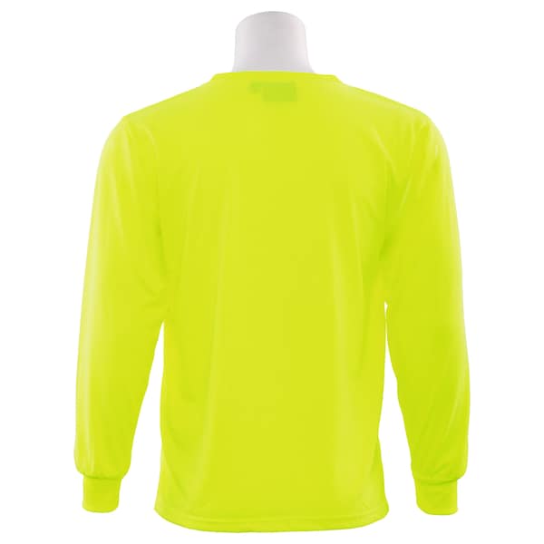 T-Shirt, Long Sleeve, Hi-Viz, Lime, 4XL, Material: 100% Polyester Jersey With Moisture Wicking