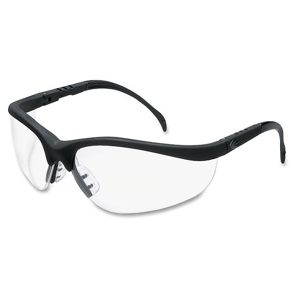 Safety Glasses, Klondike, Clear Anti-Fog, Anti-Scratch Lens, Polycarbonate, Black Half-Frame