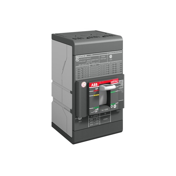 Circuit Breaker, XT1H Series, 60A, 3 Pole, 347V AC, 100kA