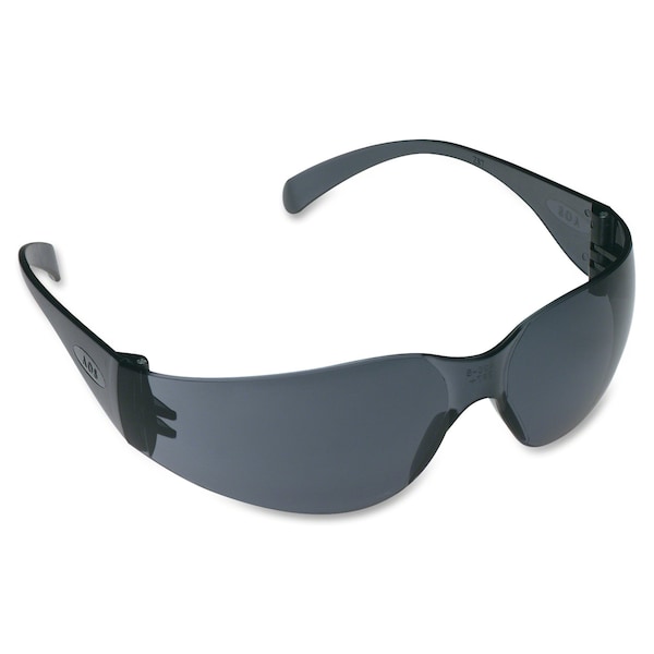 Safety Glasses, Wraparound Gray Polycarbonate Lens, Scratch-Resistant