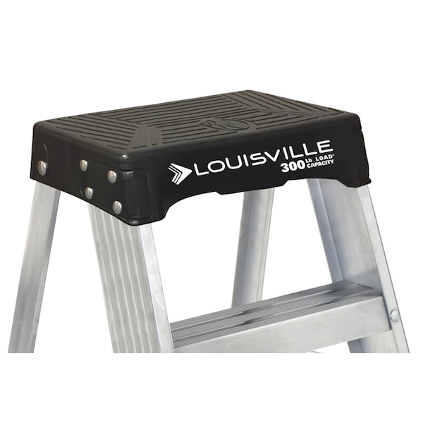 2 Steps, Aluminum Step Stool, 300 Lb. Load Capacity, Black/Silver