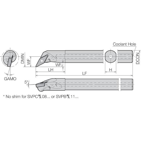 Boring Bar,Positive Rake,Leftt-Hand