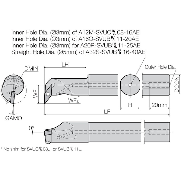 Boring Bar,Positive Rake,Leftt-Hand