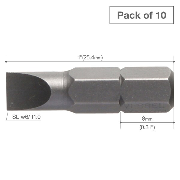 Insert Bit 1/4 Hex,-6x(T)1.0x25.,PK10