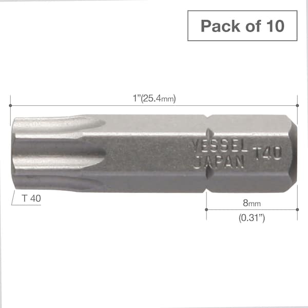 Insert Bit 1/4 Hex,T40x25.4H,PK10