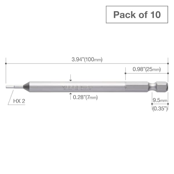 Power Bit 1/4 Hex B,H2x100H,PK10