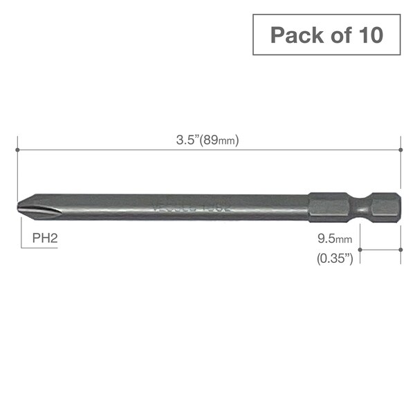 Power Bit 1/4 Hex B,+2x6.35x89H,PK10