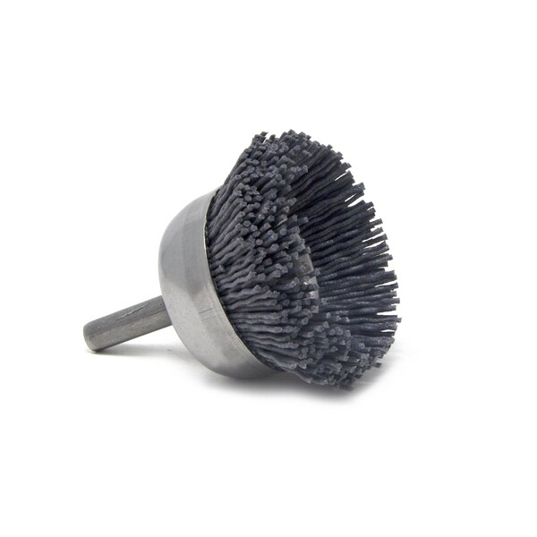 BNH16AY120SC 1.750 Small Dia. Cup Brush, 120 Grit Silicon Carbide, .250 Shank Dia., .500 Trim