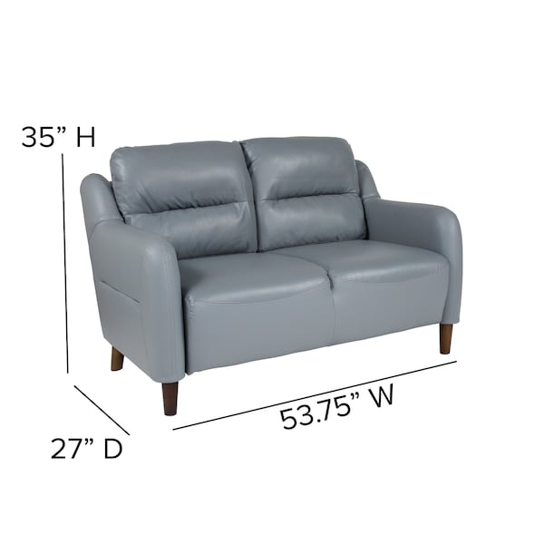 Loveseat,31-1/2L35H,Curved Edged,LeatherSeat,ContemporarySeries