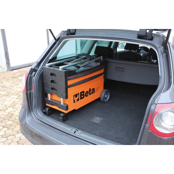 C27S Tool Trolley, 3 Drawer, Orange, Sheet Metal, 27 In W X 12 In D X 39 In H