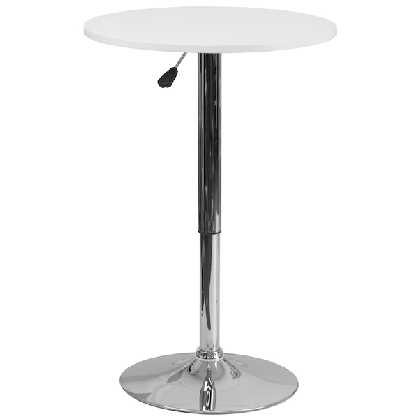 Round Round Adjustable Wood Table, 23.75 X 23.75 X 35.75, Wood Top, White