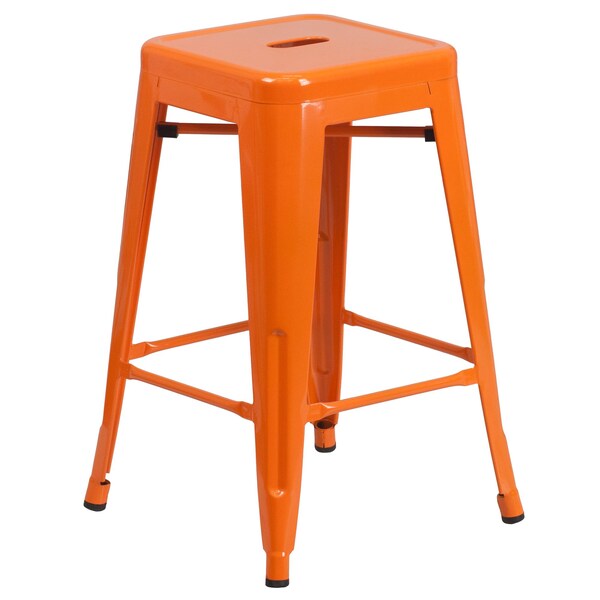 24 High Backless Orange Counter Height Stool