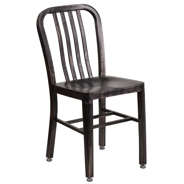 Gael Commercial Grade Black-Antique Gold Metal Indoor-Outdoor Chair