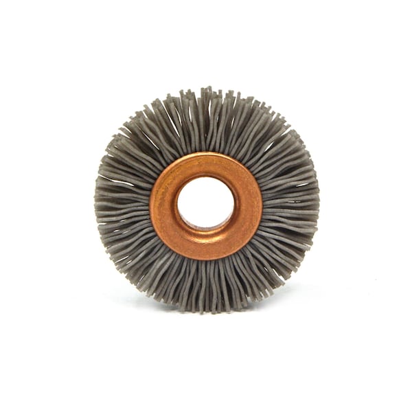 CY112320AO Abrasive Nylon Copper Center Wheel, 1.5 Dia., 320AO, .375 Arbor Hole, .375 Trim