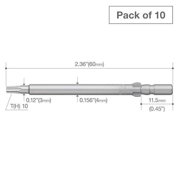 Precision Bit Wing-Shank 4mm,T10H,PK10