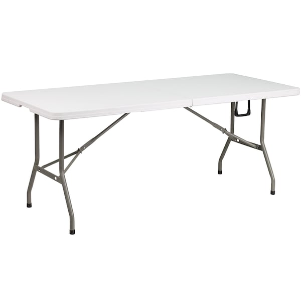 Rectangle Wh 30X72 Plastic Bi-Fold Table, 30 W, 72 L, 29 H, Plastic Top, White