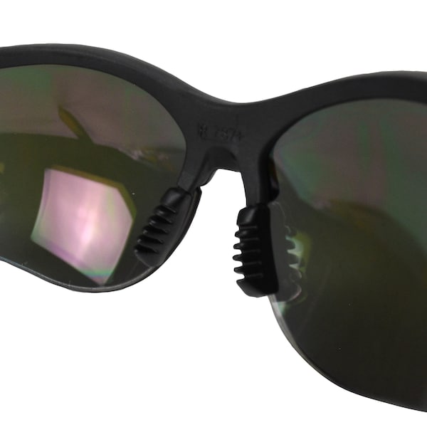 Safety Glasses, Reinforcer, Red Mirror Scratch-Resistant Lens, Polycarbonate, Black Full-Frame