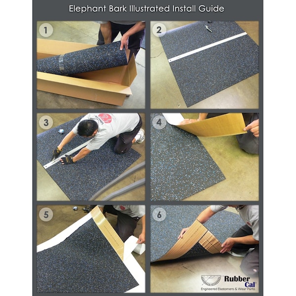 Elephant Bark Rubber Flooring - 3/8 In. X 4 Ft. X 5.5 Ft. - Blue Steel