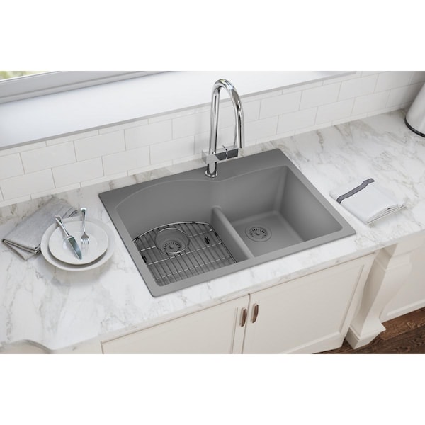 Sink,33x22x10,60/40,Top,Grystone