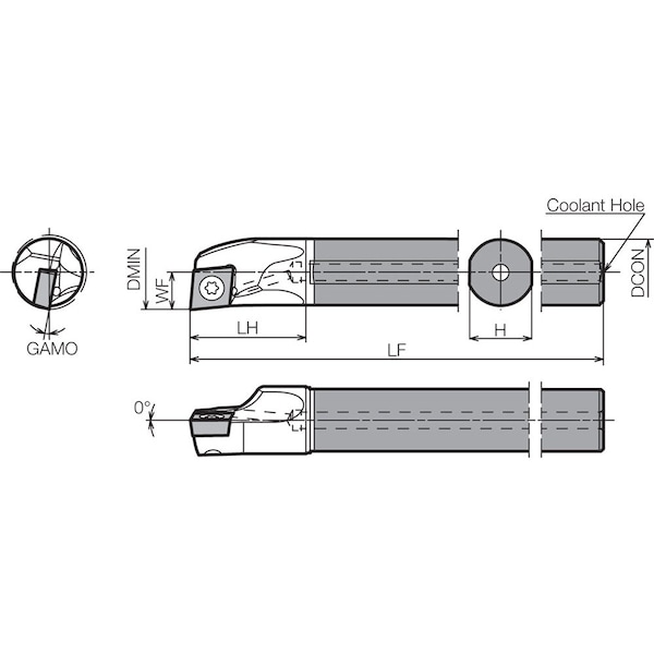 Boring Bar,Positive Rake,Right-Hand