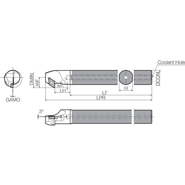 Boring Bar,Positive Rake,Right-Hand