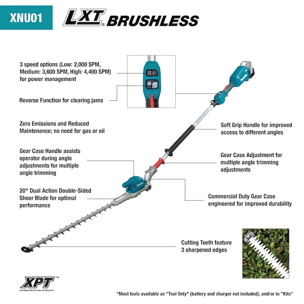 Hedge Trimmer Kit, 18 V 5.0 Ah Lithium-Ion Not Gas Powered 18V Electric