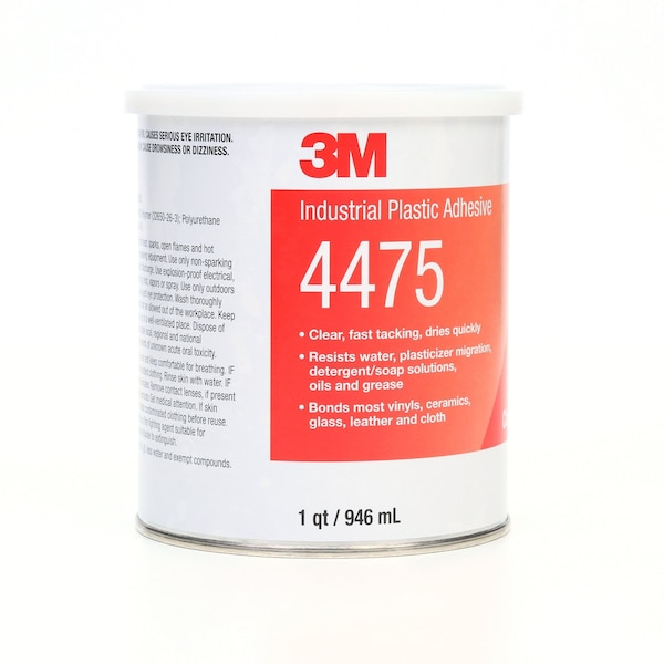 Plastic Adhesive, 4475 Series, Clear, 1 Qt, Can