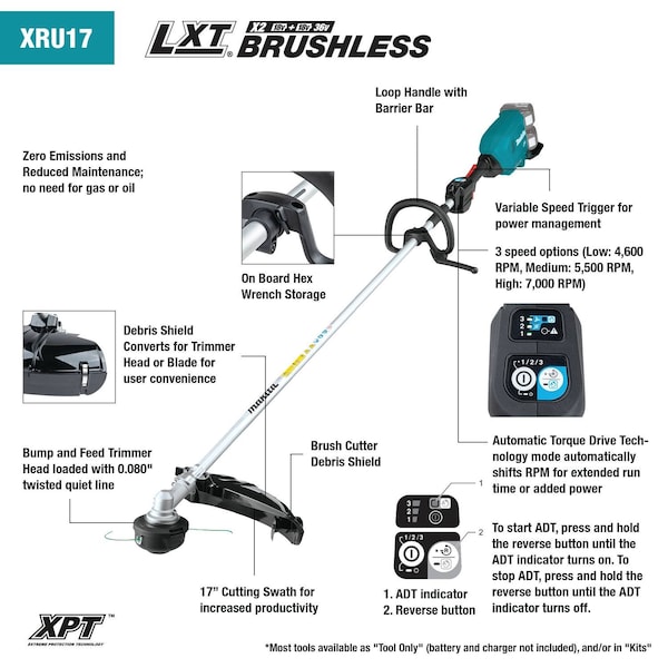 36V (18V X2) LXTÂ® Brushless String Trimmer Kit (5.0Ah)