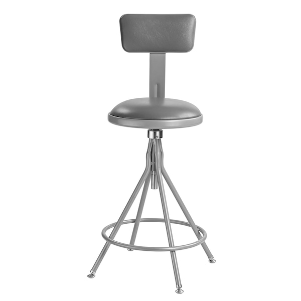 Round Stool With Backrest, Height 24 To 28Gray