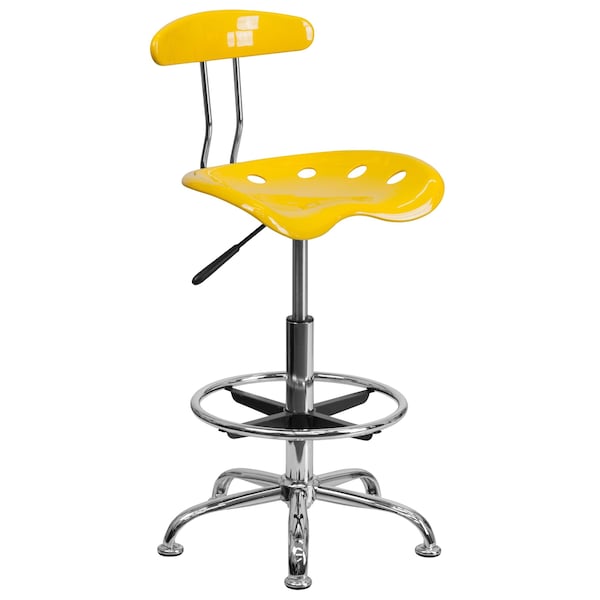 Tractor Stool W/Back,Orange/Yellow