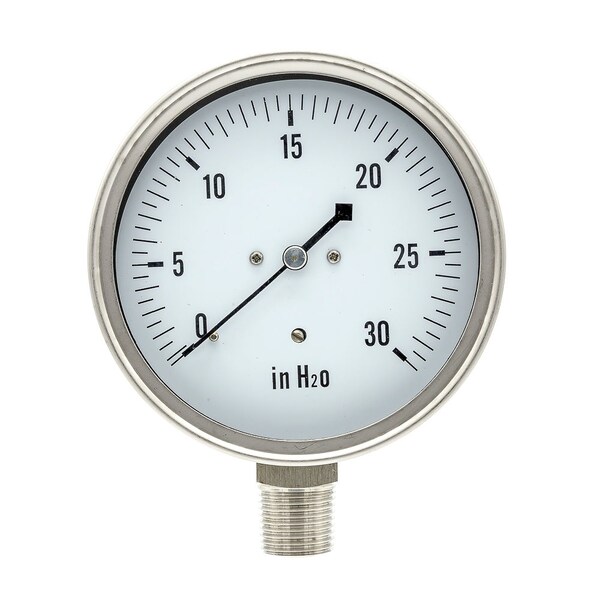 Low Pressure Gauge,4,0-30WC,1/2LM,SS