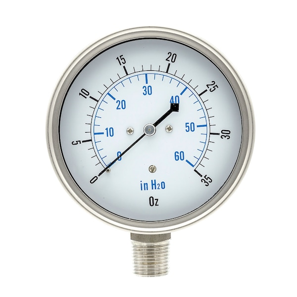 Low Press Gauge,4,35ozx60WC,1/2LM,SS