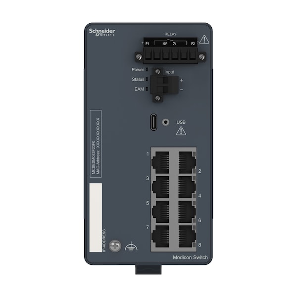 Network Switch, Modicon Networking, Managed, 8 Ports For Copper