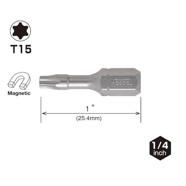 NECK TORSION Insert Bit T15x25.4,PK25