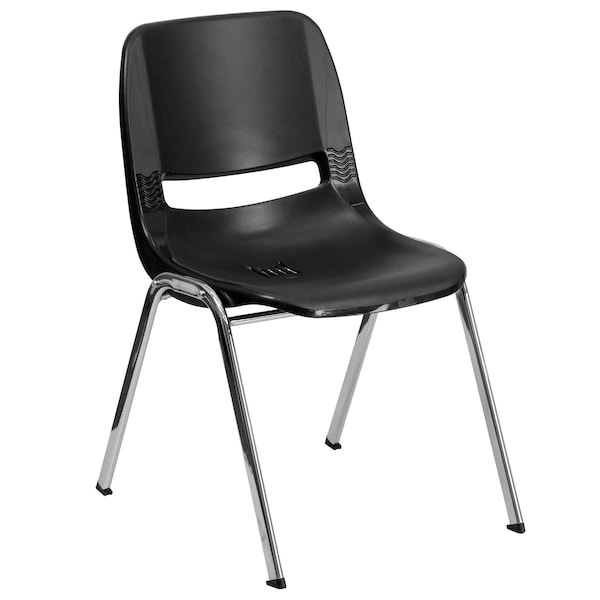 Stack Chair,Plastic,Black,18 H