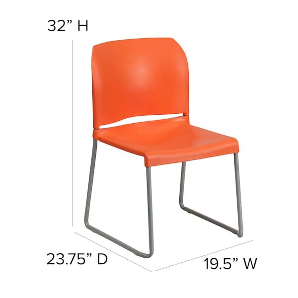 Sled Stack Chair,Plastic,Full Back,OR