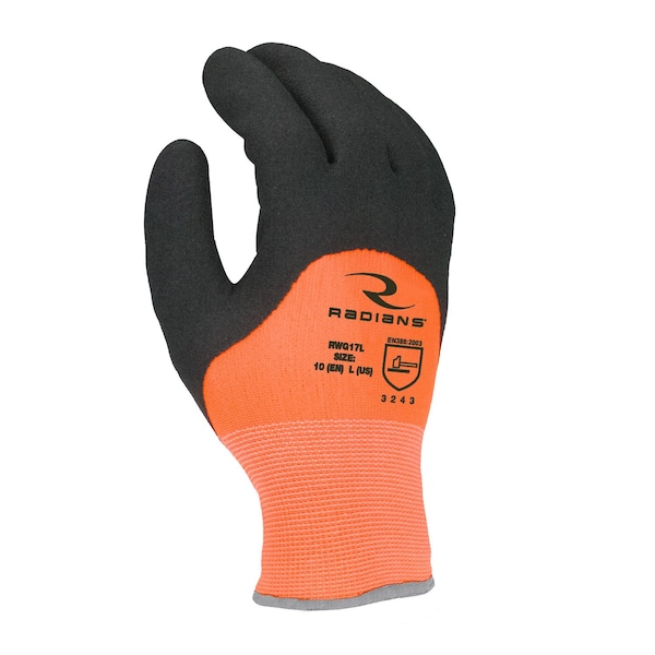 Hi-Vis Cold Protection Coated Gloves, Terry Cloth Lining, S