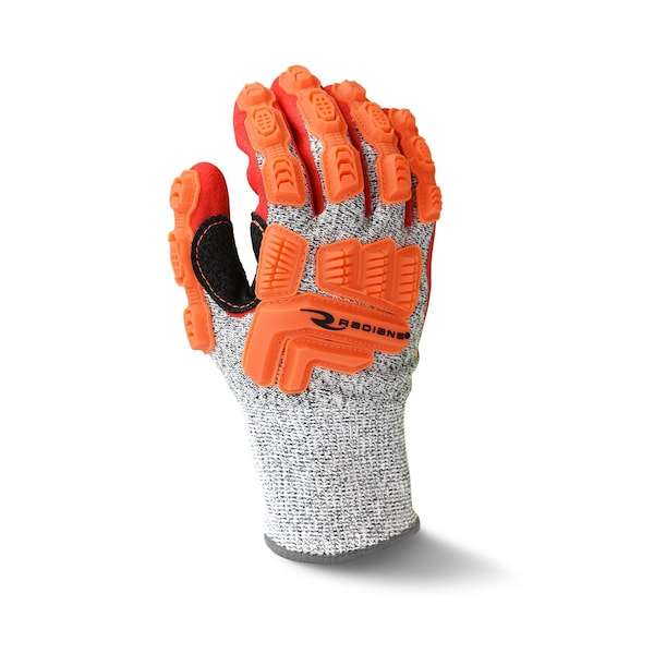 Hi-Vis Cut Resistant Impact Coated Gloves, A5 Cut Level, Foam Nitrile, L, 1 PR