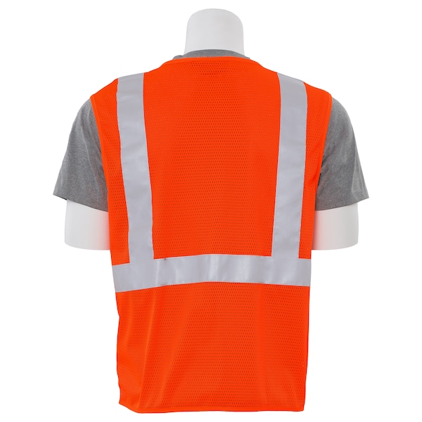 Vest,ANSI,Hi-Viz,Reflective,Orange,2XL