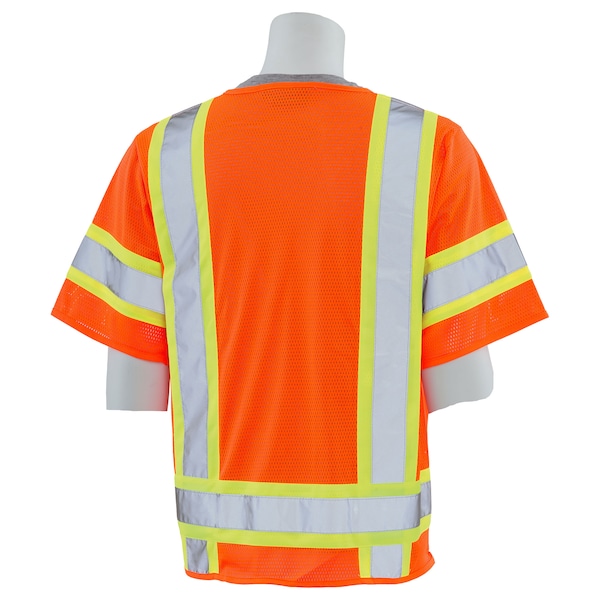 Safety Vest,Mesh,Solid,Hi-Viz,Orange,XL