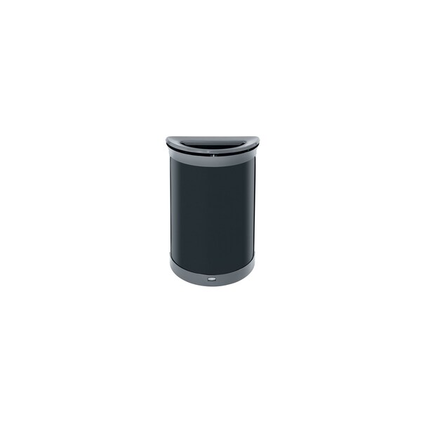 11 1/2 Gal Half-Round Trash Can, Gray, 11 1/8 In Dia, Metal