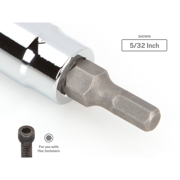 7/32 In Tip, Hex Bit Socket 1/4 Inch Drive X 7/32 Inc, SAE 1/4 In. Drive