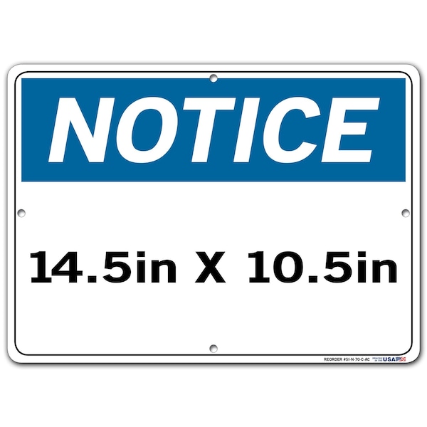 Sign-Notice-29 14.5X10.5 Alum Comp .130