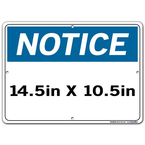 Aluminum Sign, 10-1/2 H, 14-1/2 W, Aluminum, Rectangle, English, SI-N-52-C-AL-063