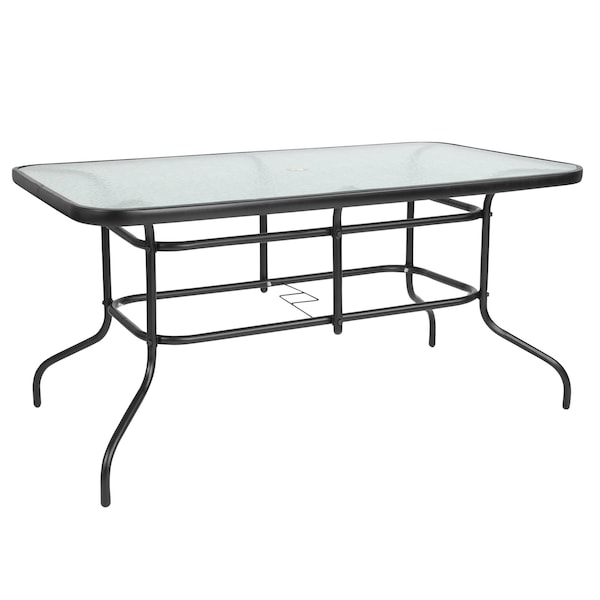 Rectangle Table,Rctnglr,Tmprd Glss Metal,31.5x55, 31.5 W X 55 L X 27.5 H, Glass, Plastic, Steel