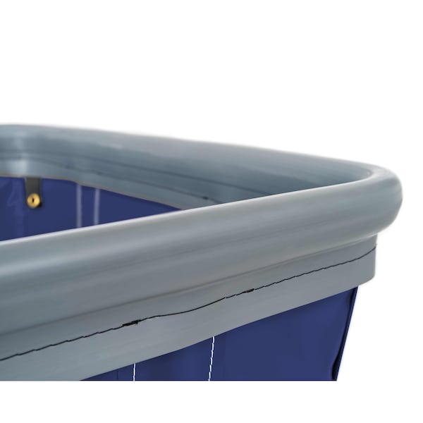 Vinyl Basket Truck With Air Cushion Bumper And Steel Base, 12 Bushel, Navy