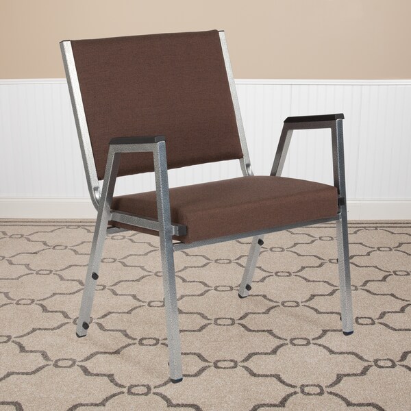 Contemporary Chair, Fabric, 18 Height, Fixed Arms, Brown Fabric